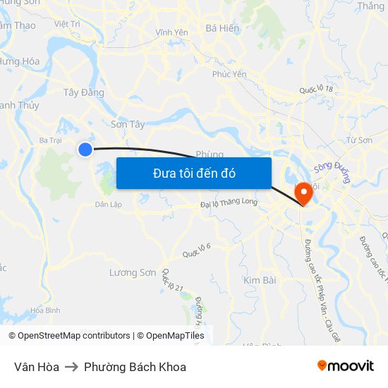 Vân Hòa to Phường Bách Khoa map