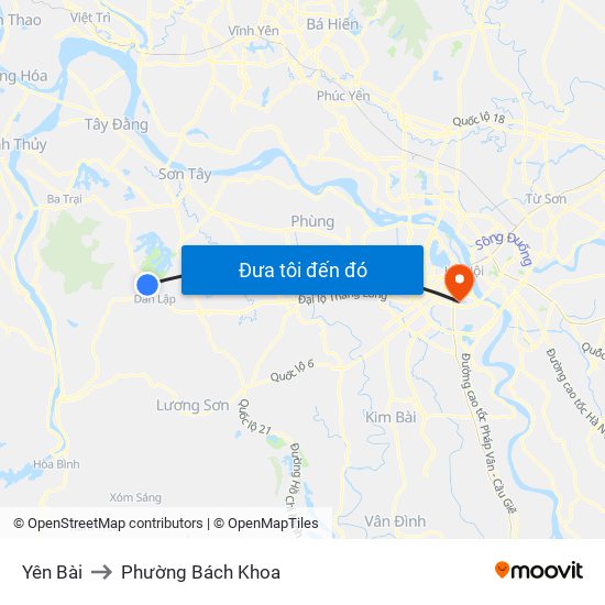 Yên Bài to Phường Bách Khoa map