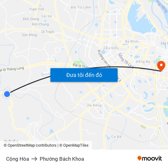 Cộng Hòa to Phường Bách Khoa map