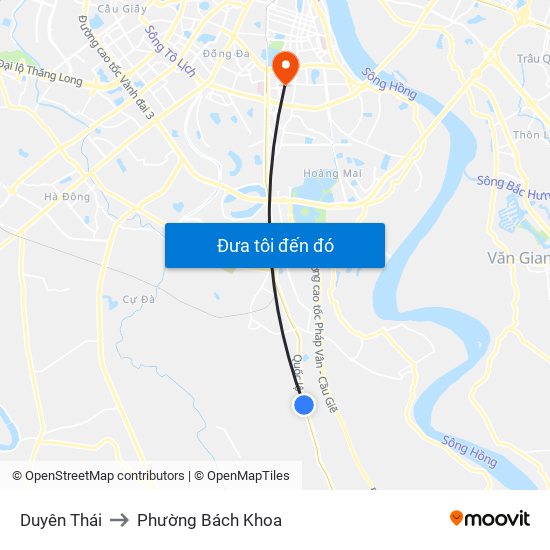 Duyên Thái to Phường Bách Khoa map