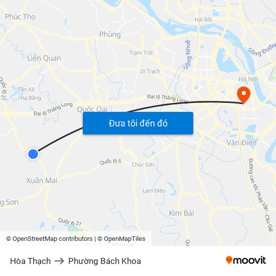 Hòa Thạch to Phường Bách Khoa map