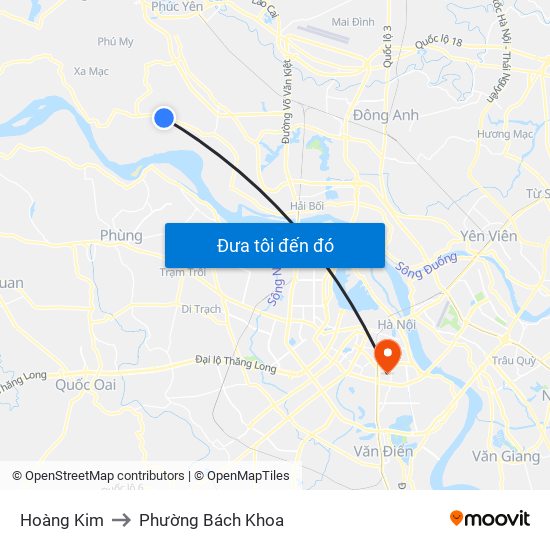 Hoàng Kim to Phường Bách Khoa map