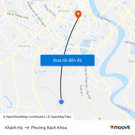 Khánh Hà to Phường Bách Khoa map