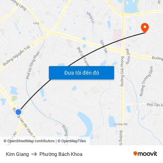 Kim Giang to Phường Bách Khoa map