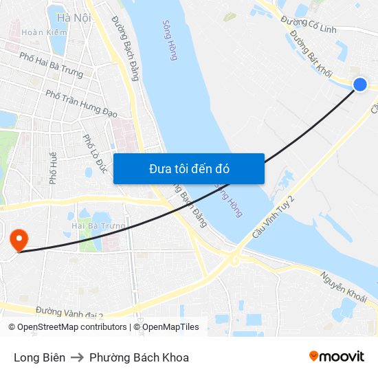 Long Biên to Phường Bách Khoa map