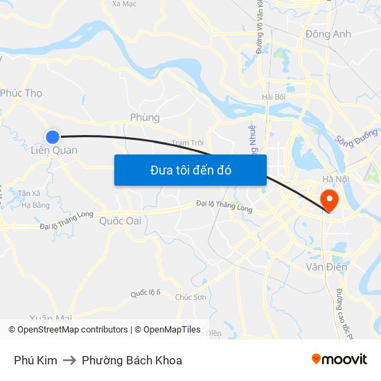 Phú Kim to Phường Bách Khoa map