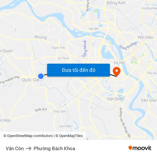 Vân Côn to Phường Bách Khoa map