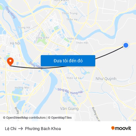 Lệ Chi to Phường Bách Khoa map