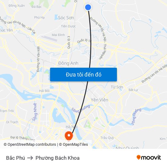 Bắc Phú to Phường Bách Khoa map