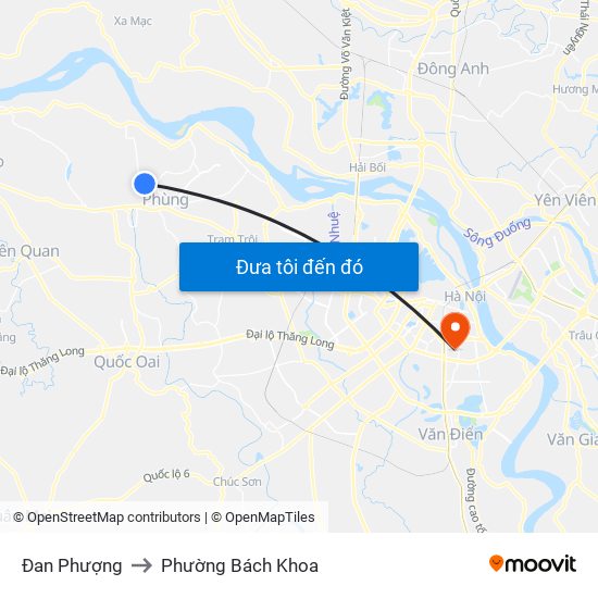 Đan Phượng to Phường Bách Khoa map