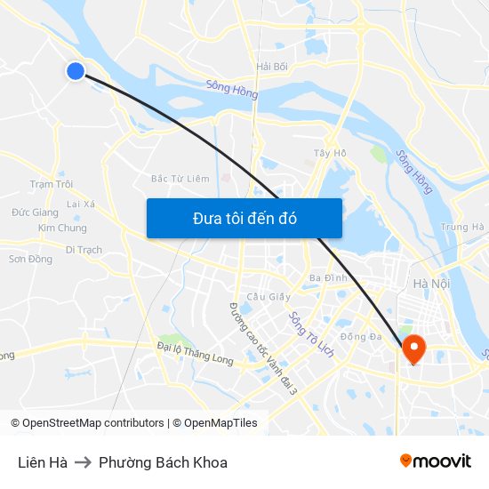 Liên Hà to Phường Bách Khoa map