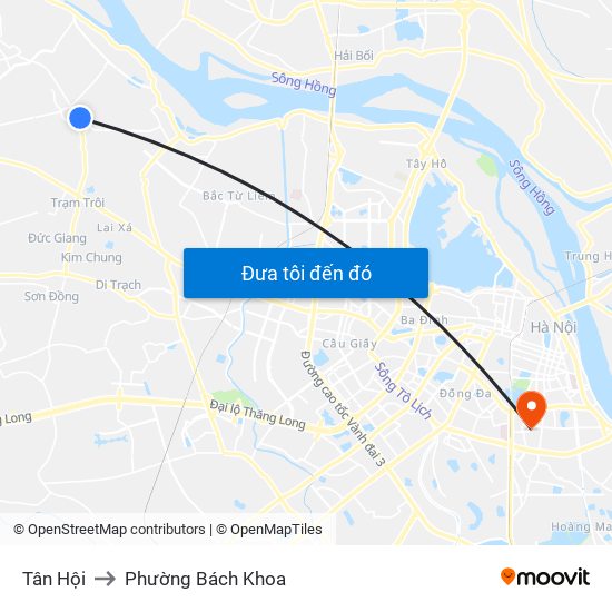 Tân Hội to Phường Bách Khoa map