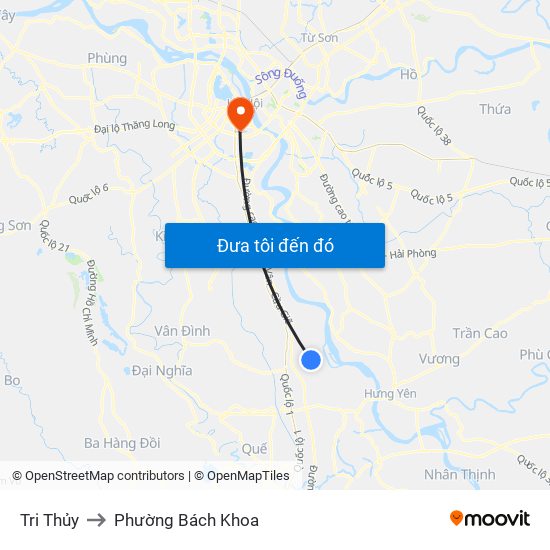 Tri Thủy to Phường Bách Khoa map