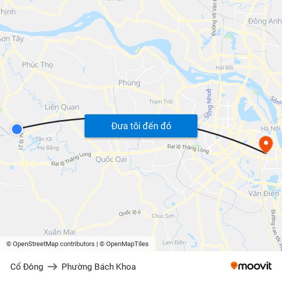 Cổ Đông to Phường Bách Khoa map