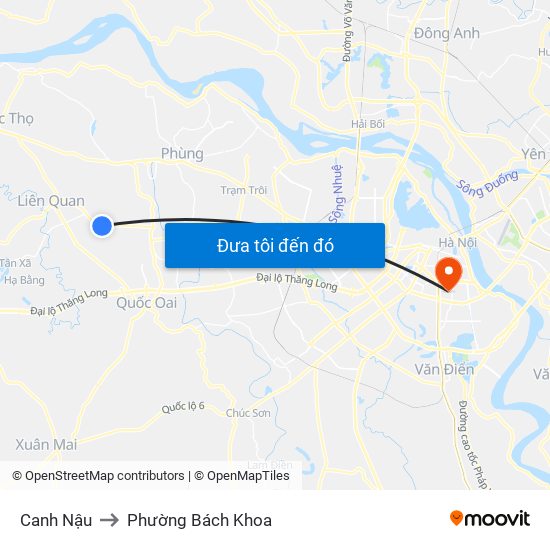 Canh Nậu to Phường Bách Khoa map