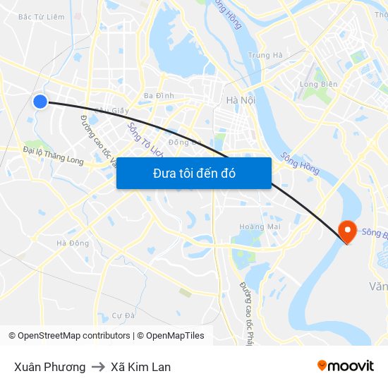 Xuân Phương to Xã Kim Lan map