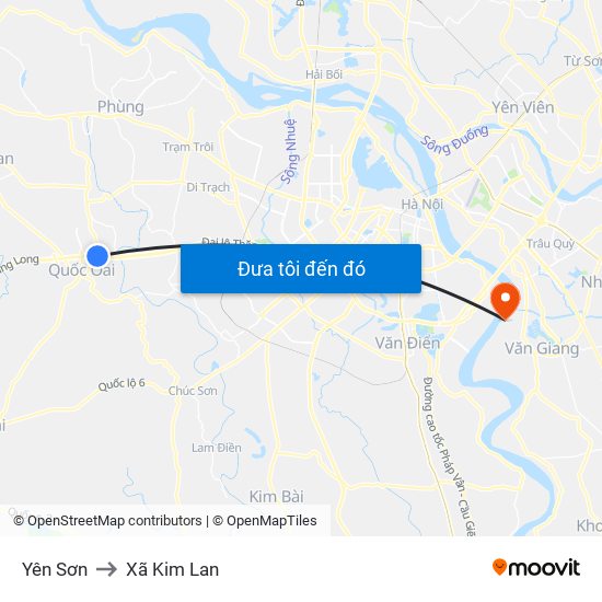 Yên Sơn to Xã Kim Lan map