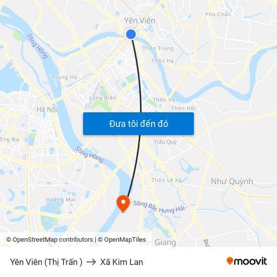 Yên Viên (Thị Trấn ) to Xã Kim Lan map