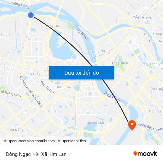 Đông Ngạc to Xã Kim Lan map