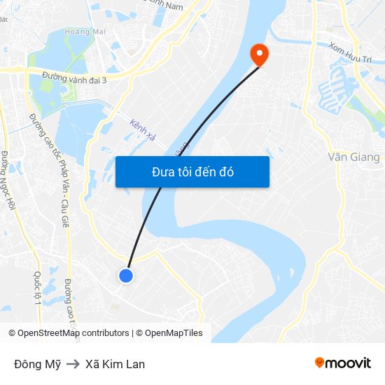 Đông Mỹ to Xã Kim Lan map