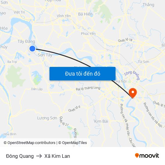 Đông Quang to Xã Kim Lan map