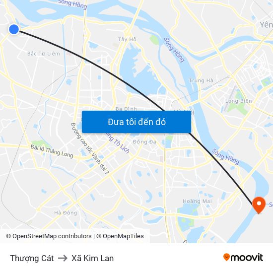 Thượng Cát to Xã Kim Lan map