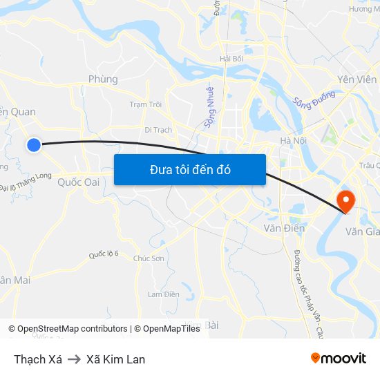 Thạch Xá to Xã Kim Lan map