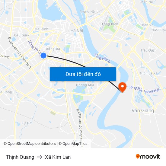 Thịnh Quang to Xã Kim Lan map