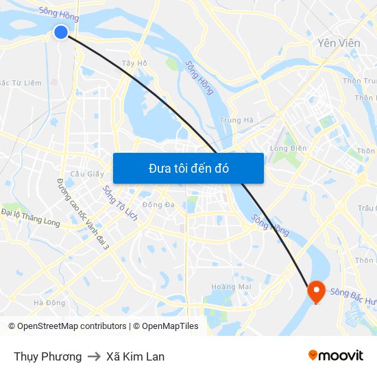 Thụy Phương to Xã Kim Lan map