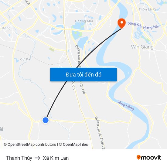 Thanh Thùy to Xã Kim Lan map