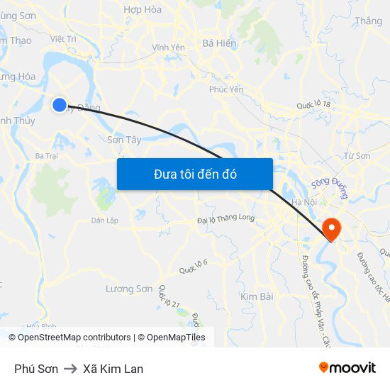 Phú Sơn to Xã Kim Lan map