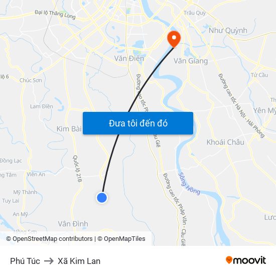 Phú Túc to Xã Kim Lan map