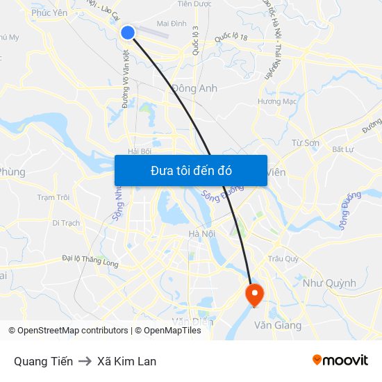 Quang Tiến to Xã Kim Lan map