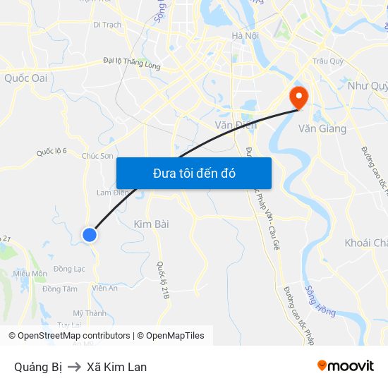 Quảng Bị to Xã Kim Lan map