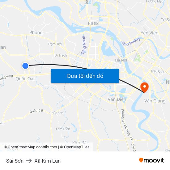 Sài Sơn to Xã Kim Lan map