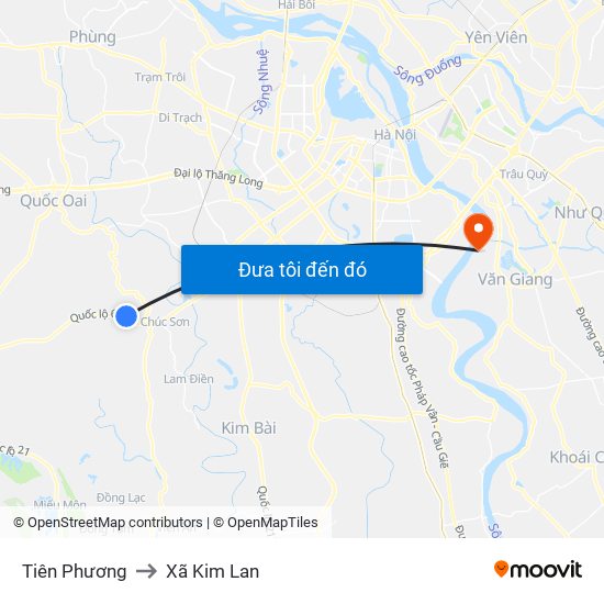 Tiên Phương to Xã Kim Lan map