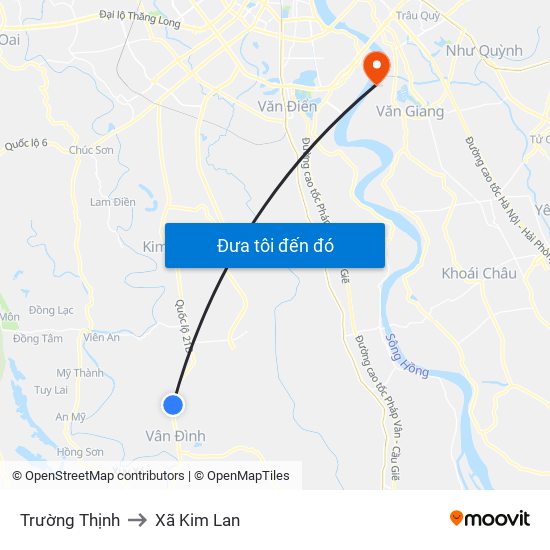 Trường Thịnh to Xã Kim Lan map