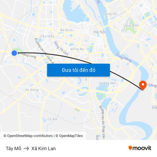 Tây Mỗ to Xã Kim Lan map