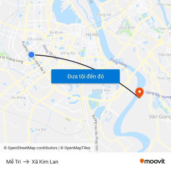 Mễ Trì to Xã Kim Lan map