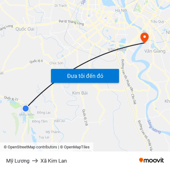 Mỹ Lương to Xã Kim Lan map