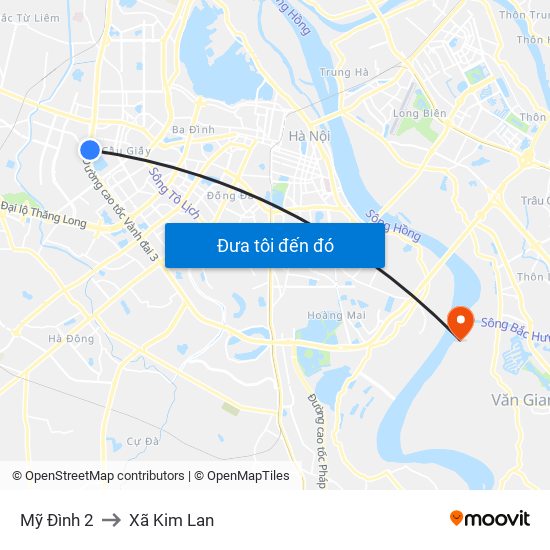 Mỹ Đình 2 to Xã Kim Lan map