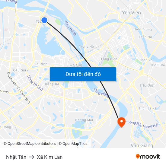 Nhật Tân to Xã Kim Lan map