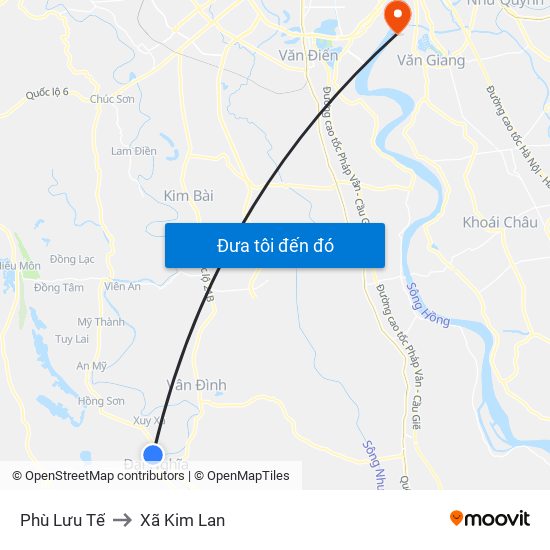 Phù Lưu Tế to Xã Kim Lan map