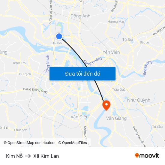 Kim Nỗ to Xã Kim Lan map