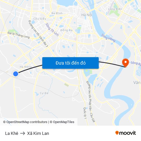 La Khê to Xã Kim Lan map