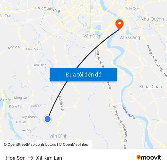 Hoa Sơn to Xã Kim Lan map