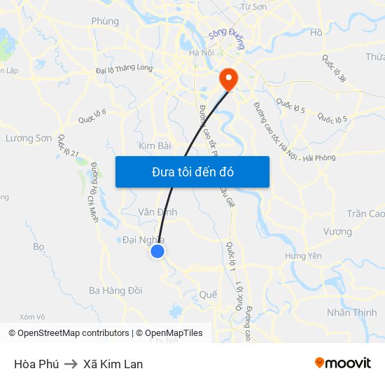 Hòa Phú to Xã Kim Lan map