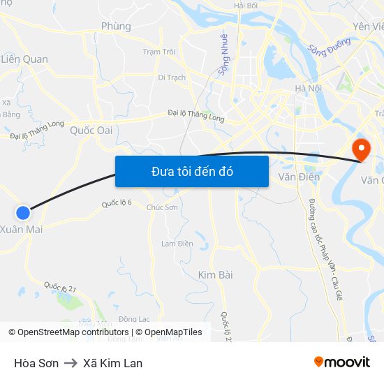 Hòa Sơn to Xã Kim Lan map