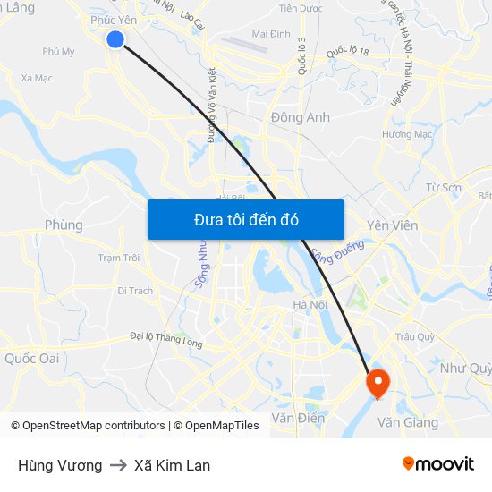 Hùng Vương to Xã Kim Lan map