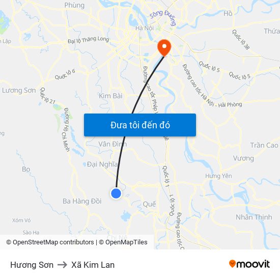 Hương Sơn to Xã Kim Lan map